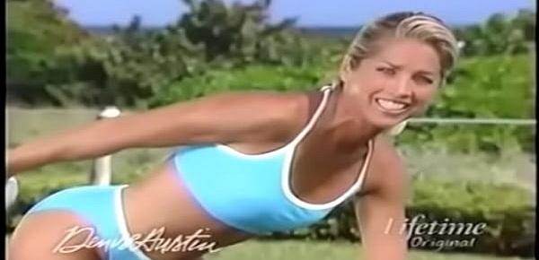 Jerkoff to Denise Austin in sky blue 2 piece with beat
